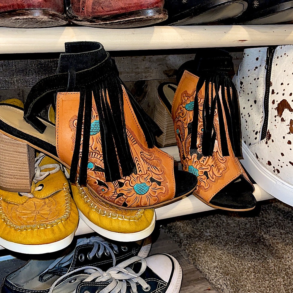 tooled leather heels